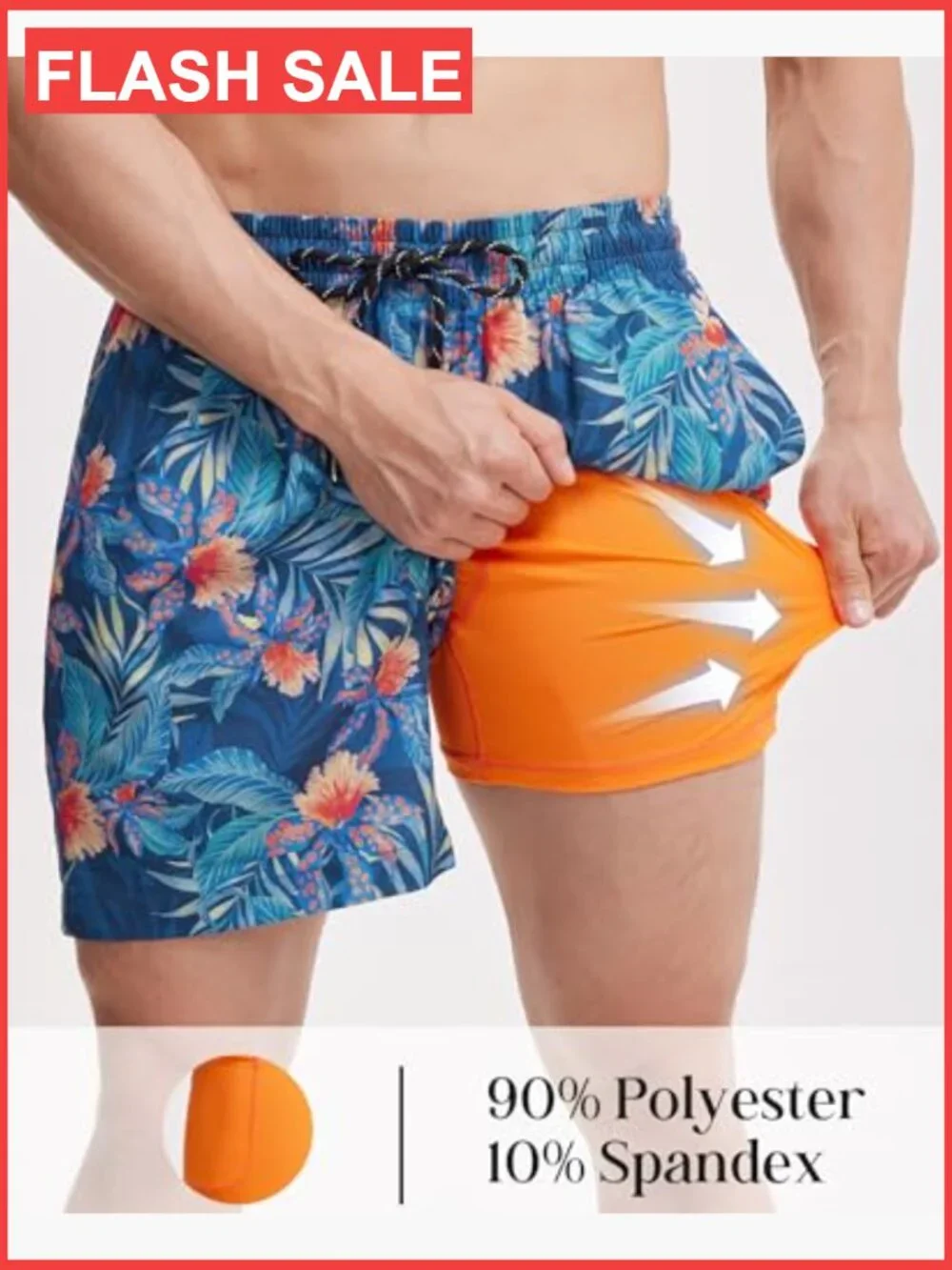 Men's 5 Inch Swim Trunks with Compression Liner Quick Dry Board Shorts with